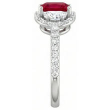 Sparkling 3 Carat Princess Red Ruby Three Stone Style Ring WG 14K