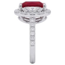 Sparkling 3 Carat Princess Red Ruby Three Stone Style Ring WG 14K