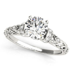 Sparkling 3 Carats Natural Earth Mined Diamonds Antique Look Ring New White Gold 14K