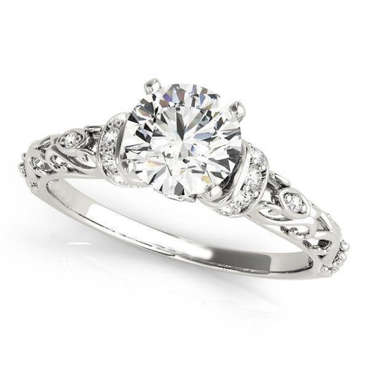 Sparkling 3 Carats Real Diamonds Antique Look Ring New White Gold 14K