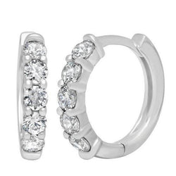 Sparkling 3.20 Carats Brilliant Cut Natural Diamonds Hoop Earrings Gold 14K