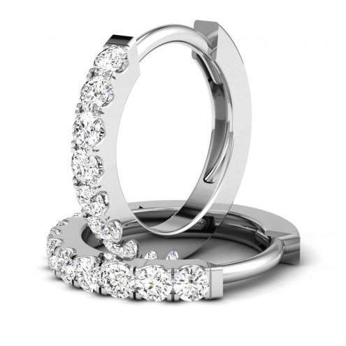 Sparkling 3.25 Carats Real Diamonds Ladies Hoop Earrings Gold White 14K
