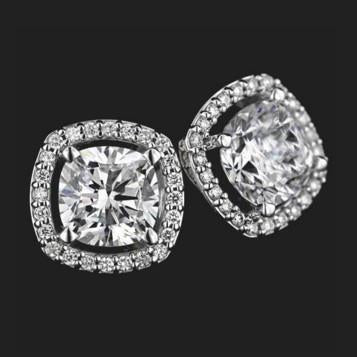 Sparkling 3.50 Carats Natural Diamond Ladies Stud Earrings White Gold 14K
