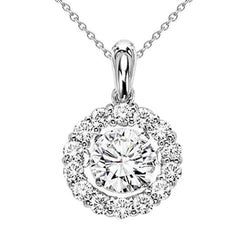 Sparkling 3.50 Carats Round Cut Natural Diamonds Pendant Necklace Wg 14K