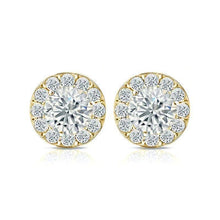Sparkling 3.80 Carats Real Diamonds Stud Halo Earrings Yellow Gold 14K New