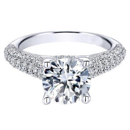 Sparkling 3.80 Carats Round Genuine Diamonds Anniversary Ring White Gold 14K