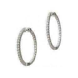 Sparkling 3.90 Carats Diamonds Lady Hoop Earrings Natural Gold White 14K