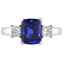 Sparkling 4.01 Carats Tanzanite Cushion And Natural Earth Mined Diamond Anniversary Ring