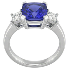 Sparkling 4.01 Carats Tanzanite Cushion And Natural Earth Mined Diamond Anniversary Ring