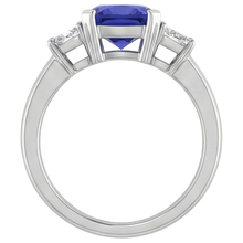 Sparkling 4.01 Carats Tanzanite Cushion And Natural Earth Mined Diamond Anniversary Ring