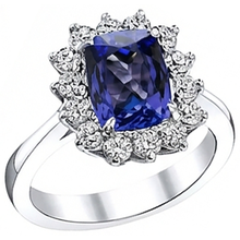 Sparkling 4.30 Carats Cushion Tanzanite Natural Earth Mined DIAMOND ( NOT LAB GROWN ) Anniversary Ring