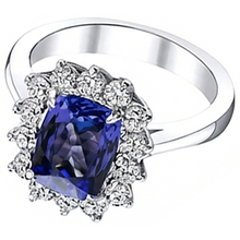 Sparkling 4.30 Carats Cushion Tanzanite Natural Earth Mined DIAMOND ( NOT LAB GROWN ) Anniversary Ring