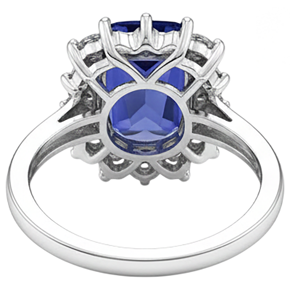 Sparkling 4.30 Carats Cushion Tanzanite Natural Earth Mined DIAMOND ( NOT LAB GROWN ) Anniversary Ring