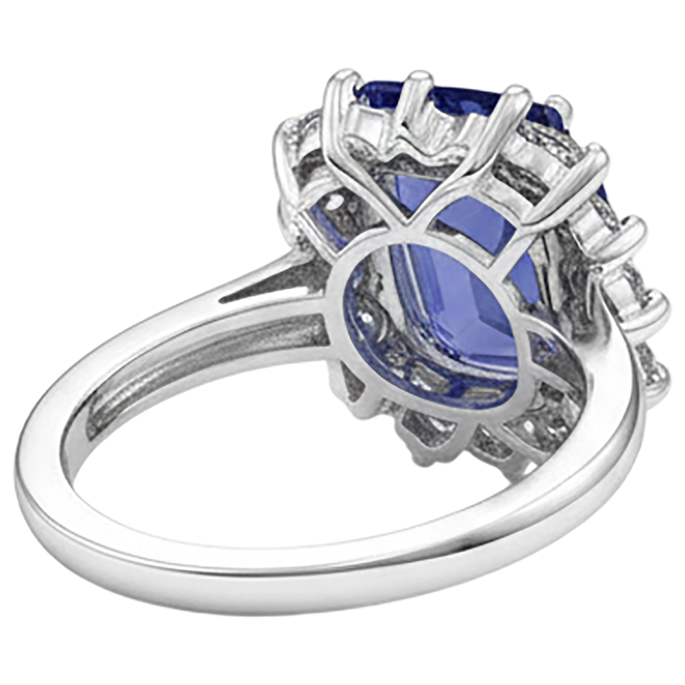 Sparkling 4.30 Carats Cushion Tanzanite Natural Earth Mined DIAMOND ( NOT LAB GROWN ) Anniversary Ring