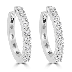 Sparkling 4 Ct Round Real Diamonds Lady Hoop Earrings White Gold 14K