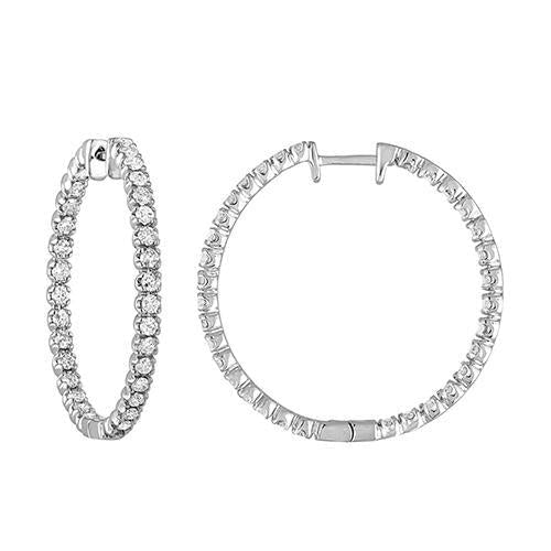 Sparkling 4.10 Ct Real Brilliant Cut Diamonds Hoop Earrings Gold White