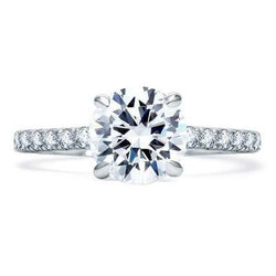 Sparkling 4.20 Carats Real Diamond Solitaire With Accents Anniversary Ring