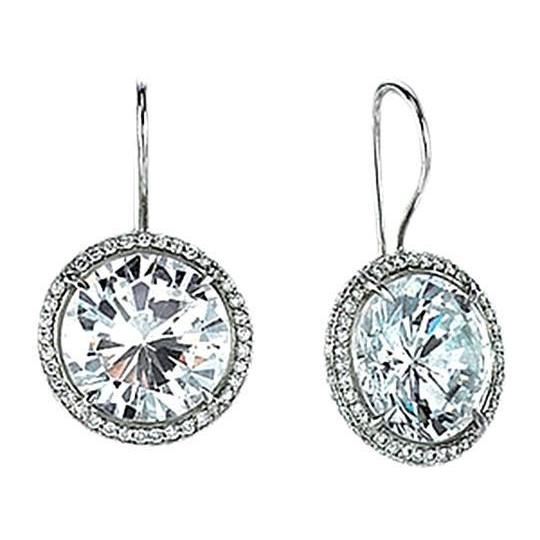 Sparkling 4.50 Carats Real  Diamond Dangle Earrings Pair White Gold New