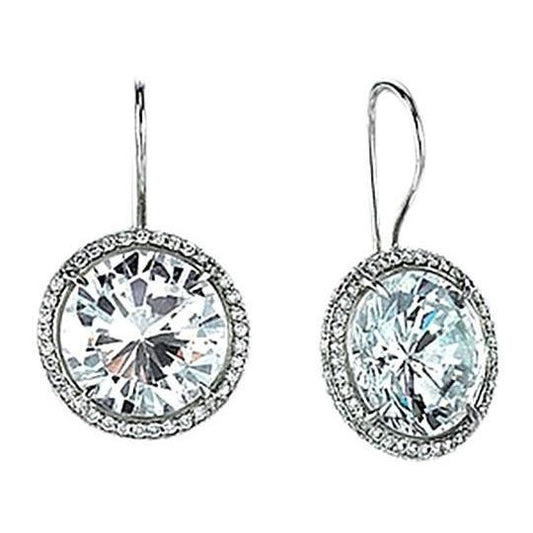 Sparkling 4.50 Carats Real  Diamond Dangle Earrings Pair White Gold New