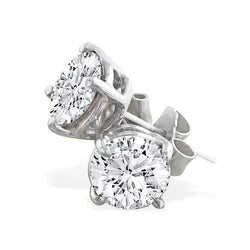 Sparkling 4.50 Carats Real Diamond Lady Stud Earrings White Gold 14K