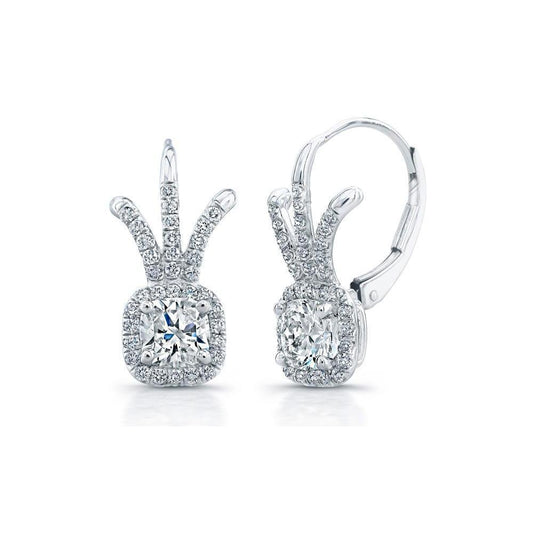 Sparkling 4.60 Carats Real Diamonds Women Dangle Earrings White Gold 14K