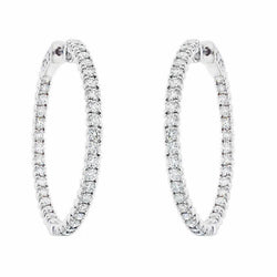 Sparkling 5 Ct Brilliant Cut Natural Diamonds Hoop Earrings Gold White