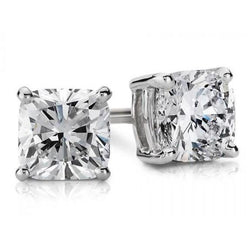 Sparkling 5.50 Carats Cushion Cut Real Diamonds Studs Earrings Gold 14K