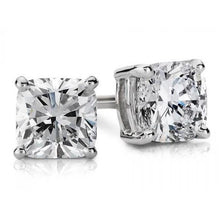 Sparkling 5.50 Carats Cushion Cut Real Diamonds Studs Earrings Gold 14K