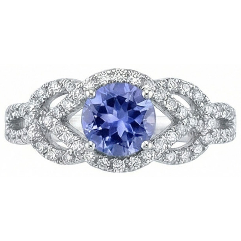 Sparkling 6.01 Ct. Round Ceylon Sapphire Natural Earth Mined DIAMOND ( NOT LAB GROWN )s Ring White Gold 14K