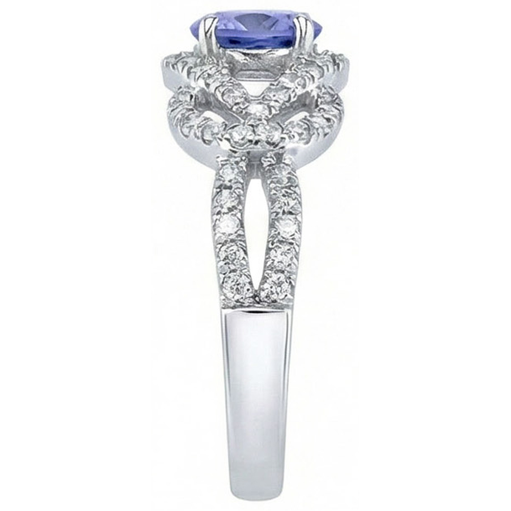 Sparkling 6.01 Ct. Round Ceylon Sapphire Natural Earth Mined DIAMOND ( NOT LAB GROWN )s Ring White Gold 14K
