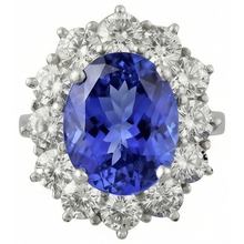 Sparkling 6 Carat Oval AAA Tanzanite And Round Natural Earth Mined DIAMOND ( NOT LAB GROWN )s Ring