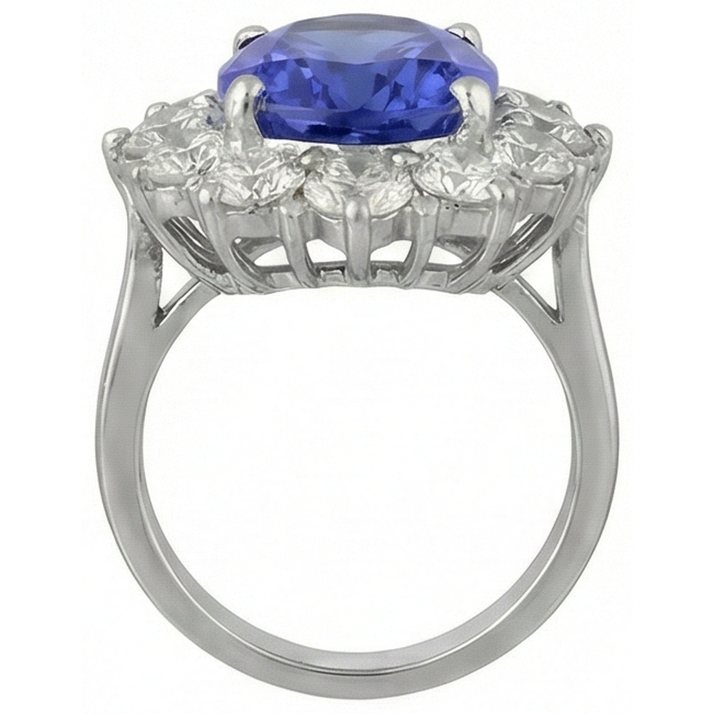 Sparkling 6 Carat Oval AAA Tanzanite And Round Natural Earth Mined DIAMOND ( NOT LAB GROWN )s Ring