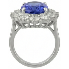 Sparkling 6 Carat Oval AAA Tanzanite And Round Natural Earth Mined DIAMOND ( NOT LAB GROWN )s Ring