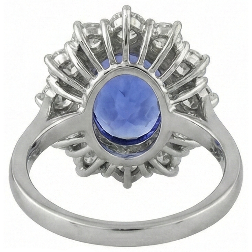 Sparkling 6 Carat Oval AAA Tanzanite And Round Natural Earth Mined DIAMOND ( NOT LAB GROWN )s Ring