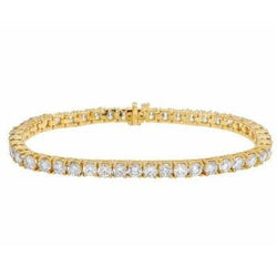 Sparkling 6.75 Ct Round Cut Natural Earth Mined Diamonds Tennis Bracelet Yellow Gold