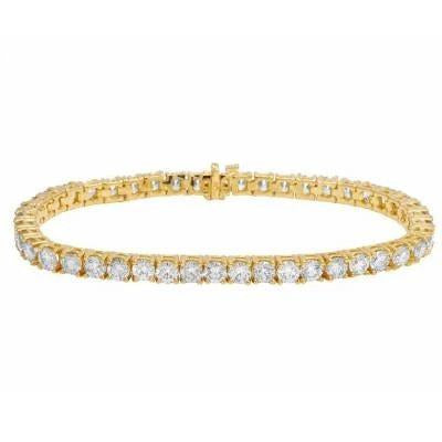 Sparkling 6.75 Ct Round Cut Natural Diamonds Tennis Bracelet Yellow Gold