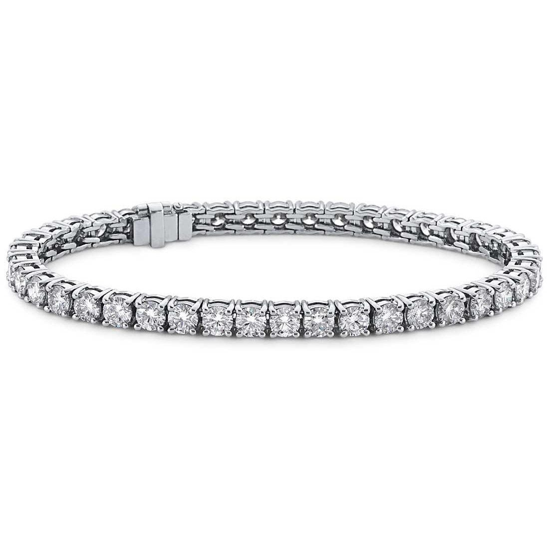 Sparkling 8.40 Ct Round Cut Natural Diamond Tennis Bracelet White Gold 14K