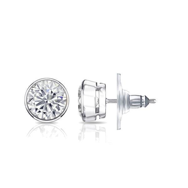 Sparkling Bezel Set 2.50 Ct Genuine Round Cut Diamonds Studs Earrings