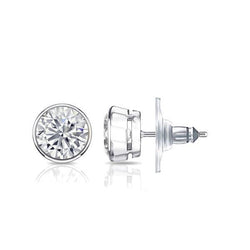 Sparkling Bezel Set 2.50 Ct Round Cut Natural Earth Mined Diamonds Studs Earrings