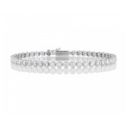 Sparkling Bezel Set Round Cut 4.50 Carats Natural Earth Mined Diamonds Bracelet WG 14K