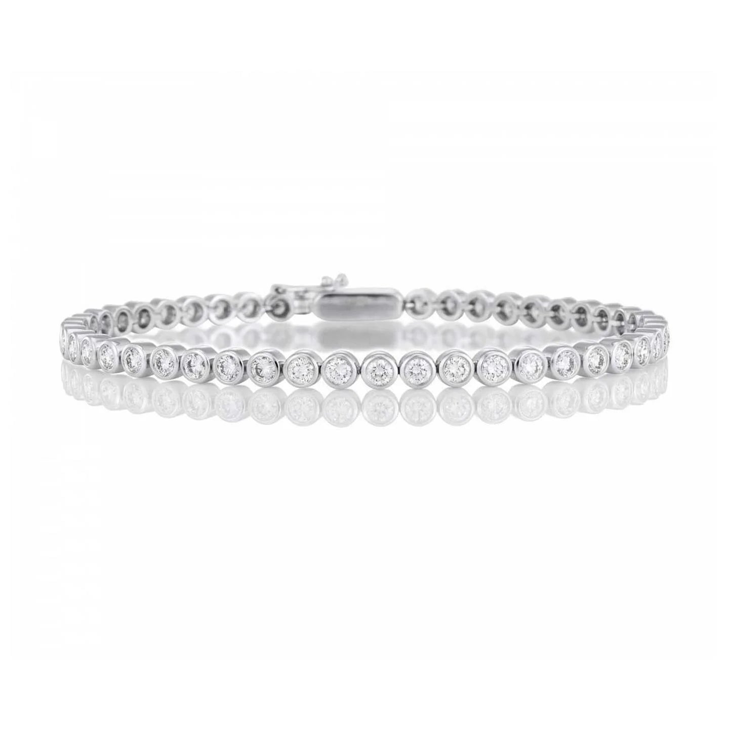 Sparkling Bezel Set Round Cut 4.50 Carats Real Diamonds Bracelet WG 14K