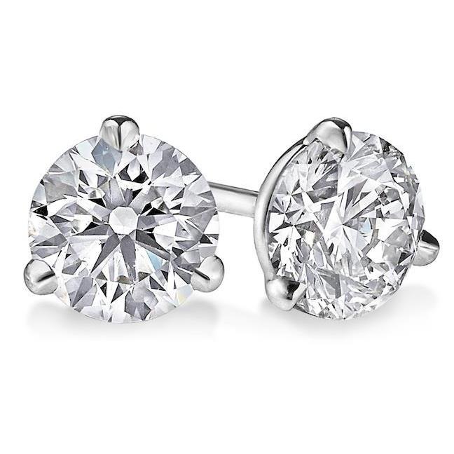 Sparkling Big Round Cut Real Solitaire Diamond Stud Earring 5 Ct. Gold 14K
