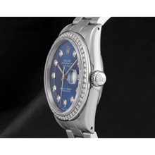 Sparkling Blue Natural Earth Mined Diamond Dial Bezel Datejust Rolex Men Watch Ss QUICK SET
