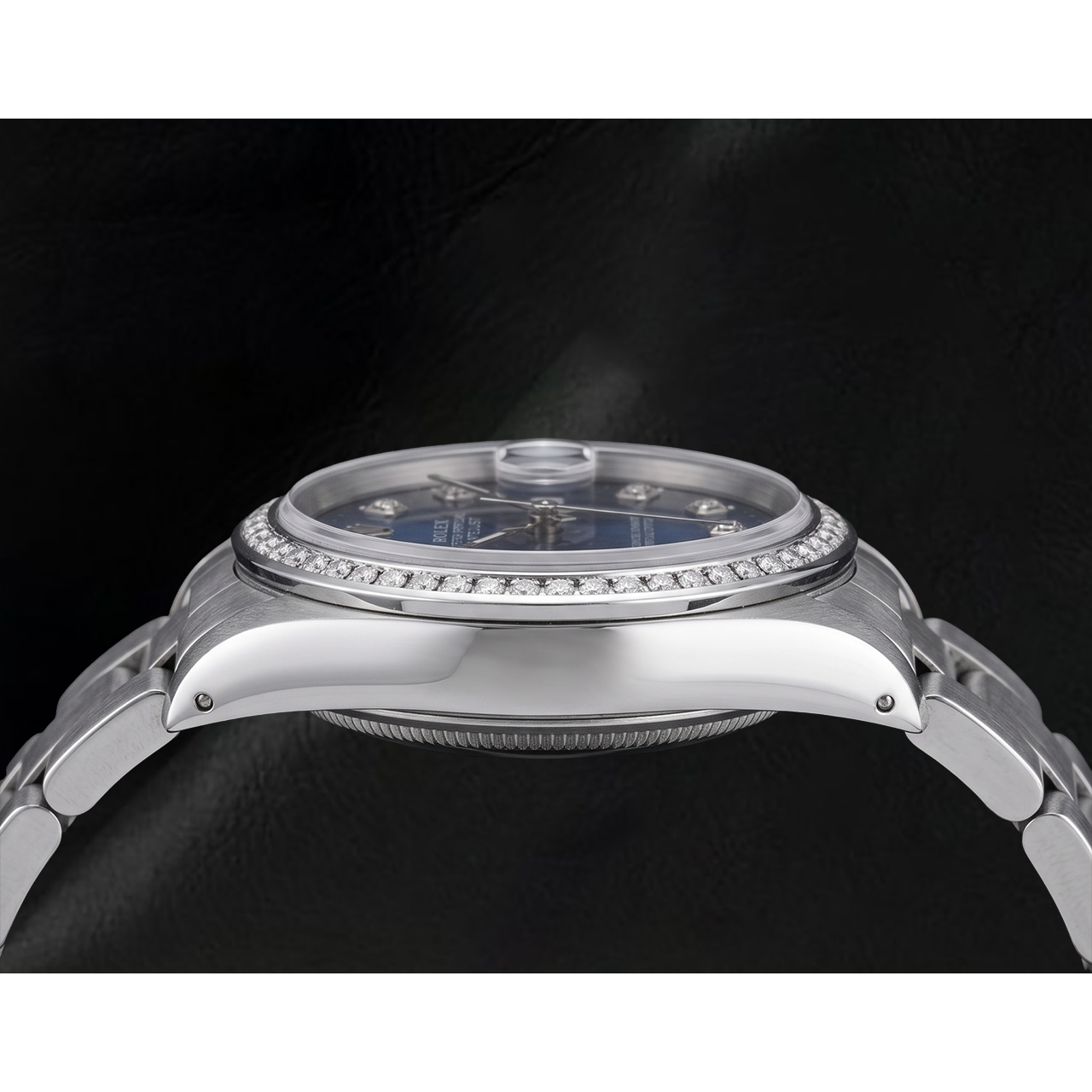 Sparkling Blue Natural Earth Mined Diamond Dial Bezel Datejust Rolex Men Watch Ss QUICK SET