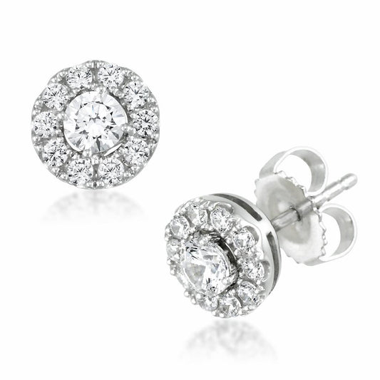 Sparkling Brilliant Cut 2.40 Ct Natural Diamonds Ladies Studs Earrings Halo