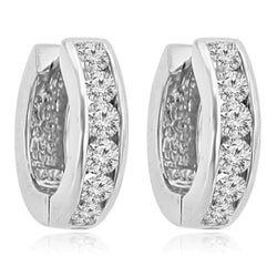 Sparkling Brilliant Cut 3.25 Ct Real Diamonds Lady Hoop Earrings White Gold