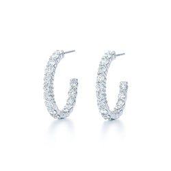 Sparkling Brilliant Cut 5 Ct. Real Diamonds Hoop Earrings Gold White