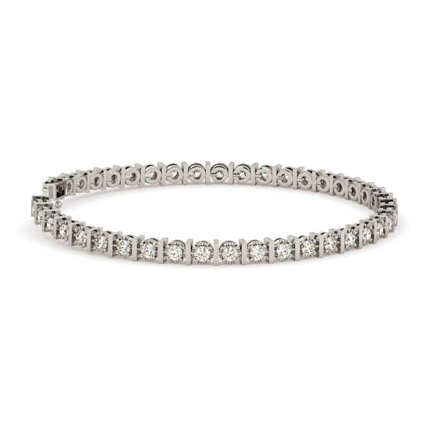 Sparkling Brilliant Cut 6 Carats Real Diamonds Tennis Bracelet WG