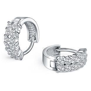 Sparkling Brilliant Cut Genuine 3.60 Ct Diamonds Hoop Earrings White Gold 14K