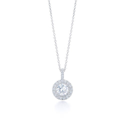 Sparkling Brilliant Cut Genuine Diamond Necklace Pendant 1.55 Carats WG 14K